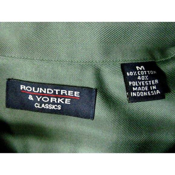 Roundtree & Yorke Classic Shirt Sz M Herringbone - Picture 3 of 4